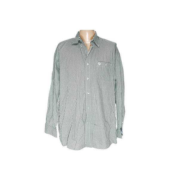 Wrangler Men's Green Button-Down, 100% Polyester - Picture 1 of 4